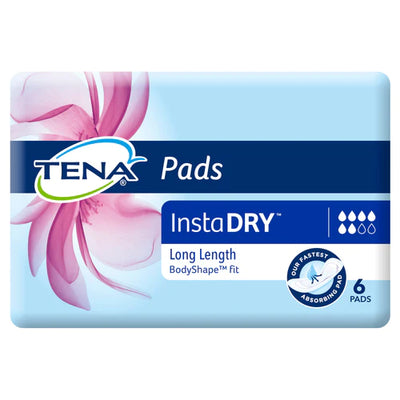 TENA Pads InstaDry Long Length | Pack of 6