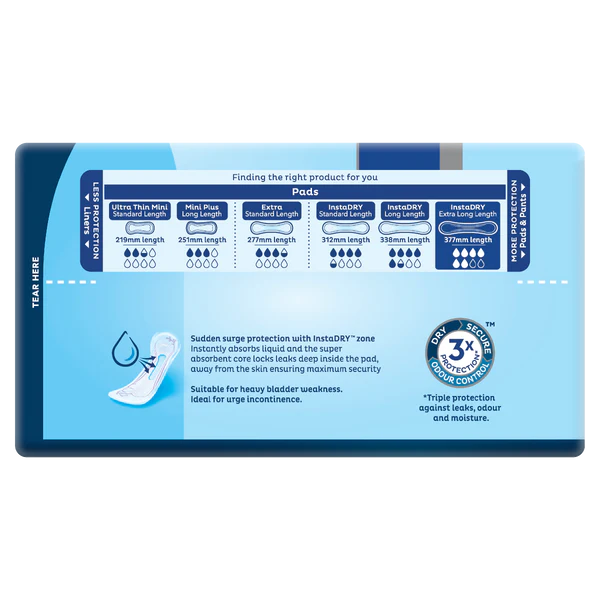 TENA InstaDRY Pads - Extra Long Length 6 Pack