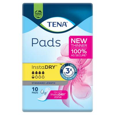 TENA Pads InstaDRY Standard Length 10 Pack