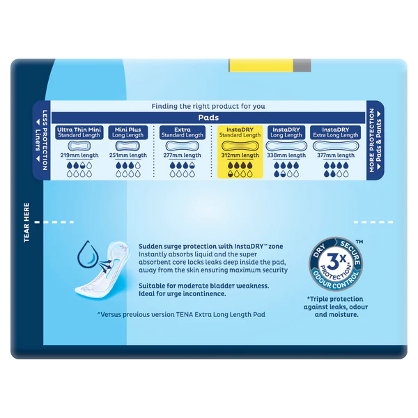 TENA Pads InstaDRY Standard Length 10 Pack
